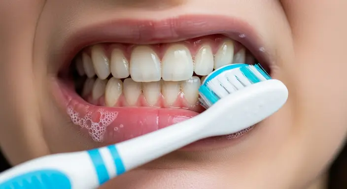 Person gently brushing teeth with a soft-bristled toothbrush using correct technique to protect healthy gums in San Tan Valley, AZ